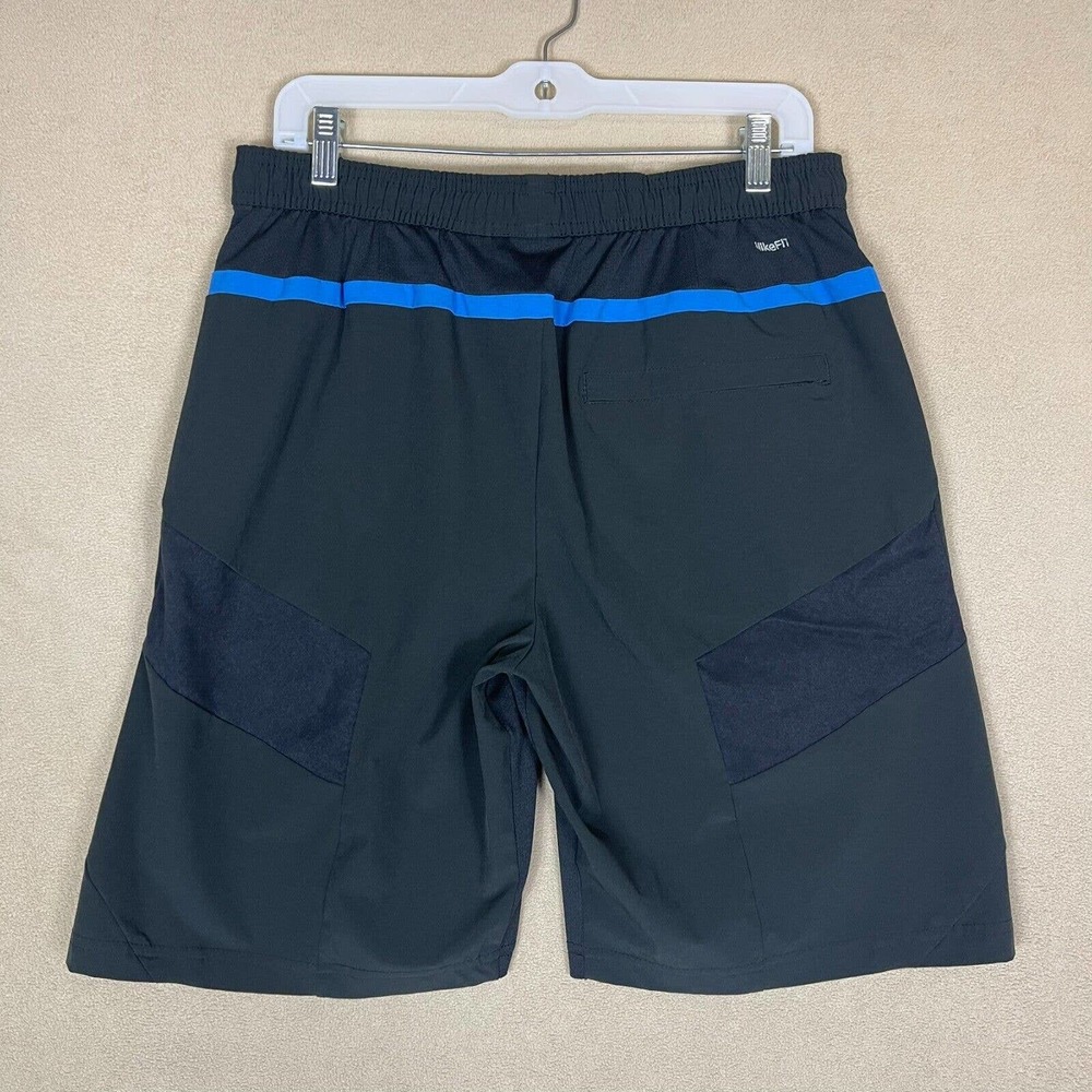 Nike Shorts Adult Medium Black Blue Stripe White Swoosh Fit Dry‎ Athletic Mens